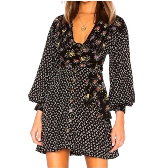 FREE PEOPLE Wonderland Mini Dress in Black - Picture 2 of 10